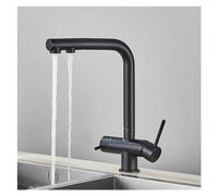 Grúa filtrada negra compatible con spray de cocina spray 360 rotación filtro de agua grieta dual agua potable batidora de lavabo del recipiente del grifo, grifo de baño cromado LWX