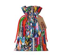 Grúas de papel multicolor de origami con impresión de 4.7 x 6.9 pulgadas en bolsa de Navidad con cordón, ideal para adultos para envolver regalos para Navidad Halloween