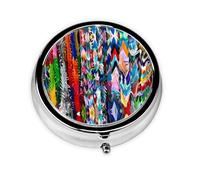 Grúas de papel multicolor de origami. Este pastillero de viaje pequeño, redondo y de tres compartimentos es perfecto para almacenar medicamentos diarios, vitaminas y sobre la marcha.