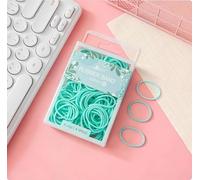 GrueGard Gomas Elásticas, 140 Unidades en Caja Colgante, 16mm-60mm Reutilizables Rubber Bands para Hogar Oficina Escuela Elastic Bands (Verde, 16mm)