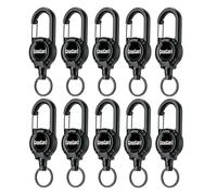 GrueGard llavero extensible retractil, identificación llavero retráctil con cuerda de alambre de acero de 60 cm soporte para tarjetas de identificación extensible, badge holder 2PCS (10, Negro)