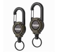 GrueGard Llavero Extensible Retractil, Llavero Retractil Cable Acero de 60cm para Movil Policial Tarjetas Profesional Mosqueton, Yoyo Tarjetas Identificativas Porta Llaves Enrollable (2, Verde)