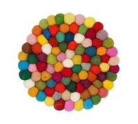 Grült Home Salvamanteles - Salvamanteles de fieltro para tazas, ollas, sartenes y tazas fieltro a mano en Nepal (multicolor, círculo 20 cm)