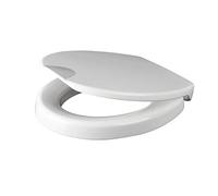 Grünblatt Health Care - Asiento de inodoro higiénico con elevación de 5 cm y descenso automático, fijación extra estable para una máxima seguridad del asiento, Duroplast, color blanco