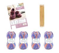 Gründl 2614-A-43 - Kit de punto con instrucciones y agujas (25 x 16 x 7 cm), color lila y azul