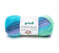 Gründl 4921-01 Hilo De Ganchillo Cotton Quick Batik - Azul Claro Violeta-Verde Manzana - 260 m