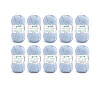 Gründl Baby Cotton - Ovillo de lana para tejer y hacer ganchillo, 50% algodón, 50% poliacrílico, resistente y fácil de limpiar, 50 g/140 m, grosor de la aguja: 3,5-4,5, 10 x 50 g, color azul