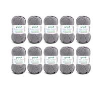 Gründl Baby Cotton - Ovillo de lana para tejer y hacer ganchillo, 50% algodón, 50% poliacrílico, resistente y fácil de limpiar, 50 g/140 m, grosor de la aguja: 3,5-4,5, 10 x 50 g, color gris