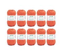 Gründl Baby Cotton - Ovillo de lana para tejer y hacer ganchillo, 50% algodón, 50% poliacrílico, resistente y fácil de limpiar, 50 g/140 m, grosor de la aguja: 3,5-4,5, 10 x 50 g, color naranja