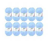 Gründl Baby uni hilo de calceta/ganchillo (compuesta por un 70% de poliacrílico y un 30% de poliamida, 50 g / 150 m, tamaño de aguja: 3,5-4,5, 10 x 50 g), azul pastel