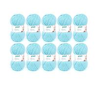 Gründl Baby uni hilo de calceta/ganchillo (compuesta por un 70% de poliacrílico y un 30% de poliamida, 50 g / 150 m, tamaño de aguja: 3,5-4,5, 10 x 50 g), turquesa pastel