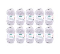 Gründl Baby uni hilo de calceta/ganchillo (resistente y de fácil cuidado, compuesta por un 70% de poliacrílico y un 30% de poliamida, 50 g / 150 m, tamaño de aguja: 3,5-4,5, 10 x 50 g), lightgrey