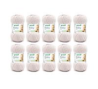 Gründl Baby uni hilo de calceta/ganchillo (resistente y de fácil cuidado, compuesta por un 70% de poliacrílico y un 30% de poliamida, 50 g / 150 m, tamaño de aguja: 3,5-4,5, 10 x 50 g), crudo