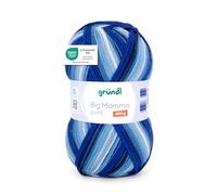 Gründl Big Mamma Print - Lana XXL para tejer - ovillo grande de 400 g / 1040 m - lana con degradado de color 100% poliacrílico - royalblau-jeans-himmelblau-weiß
