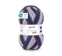 Gründl Big Mamma Print XXL - Lana para tejer con degradado de color, suave y agradable al tacto, 100 % poliacrílico, 1 ovillo, 400 g/1040 m, tamaño de aguja 3,5-4,5, azul vaquero, avellana y gris