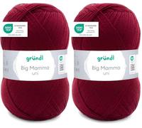 Gründl Big Mamma uni (hilo para calcetar y ganchillo con carácter de lana de 100% poliacrílico, 400 g / 1040 m, tamaño de aguja: 3,5-4,5, 1 × 400 g), Cherry (Paquete de 2)