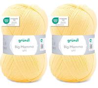 Gründl Big Mamma uni (hilo para calcetar y ganchillo con carácter de lana de 100% poliacrílico, 400 g / 1040 m, tamaño de aguja: 3,5-4,5, 1 × 400 g), pastel yellow (Paquete de 2)