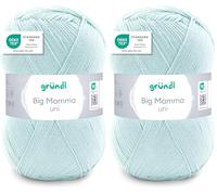 Gründl Big Mamma uni (hilo para calcetar y ganchillo con carácter de lana de 100% poliacrílico, 400 g / 1040 m, tamaño de aguja: 3,5-4,5, 1 × 400 g), Mint (Paquete de 2)