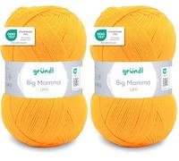 Gründl Big Mamma uni (hilo para calcetar y ganchillo con carácter de lana de 100% poliacrílico, 400 g / 1040 m, tamaño de aguja: 3,5-4,5, 1 × 400 g), Curry yellow (Paquete de 2)