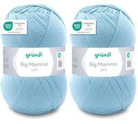 Gründl Big Mamma uni (hilo para calcetar y ganchillo con carácter de lana de 100% poliacrílico, 400 g / 1040 m, tamaño de aguja: 3,5-4,5, 1 × 400 g), Ice mint (Paquete de 2)