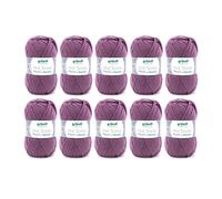 Gründl Calcetines Hot Socks Pearl de Lana Lisa (Lana de calcetín Suave de 75% de Lana Merina, 20% de Poliamida, 5% de Cachemira, 50 g / 200 m, tamaño de Aguja: 2,5-3, 10 x 50 g), Ciruela