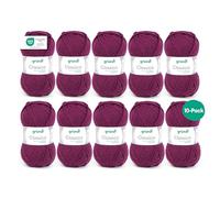 Gründl Classico - Lana gruesa para tejer y ganchillo - Hilo de punto suave y agradable para la piel - 50% lana merino, 50% poliacrílico - 10 ovillos de 50 g / 120 m - Agujas 3,5-4,5 mm -Burdeos