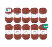 Gründl Classico - Lana gruesa para tejer y ganchillo - Hilo de punto suave y agradable para la piel - 50% lana merino, 50% poliacrílico - 10 ovillos de 50 g / 120 m - Agujas 3,5-4,5 mm -Marrón medio