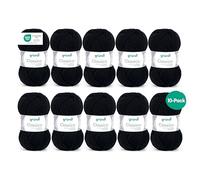 Gründl Classico - Lana gruesa para tejer y ganchillo - Hilo de punto suave y agradable para la piel - 50% lana merino, 50% poliacrílico - 10 ovillos de 50 g / 120 m - Agujas 3,5-4,5 mm -Negro