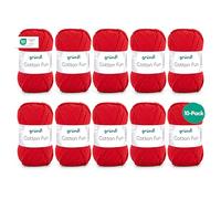 Gründl Cotton Fun 10 ovillos de 50 g, Rojo señal | algodón para ganchillo, juego de ganchillo, hilo suave de algodón 100%, certificado OEKO-TEX, 50 g/115 m, aguja: 3-4