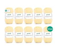 Gründl Cotton Fun (algodón para ganchillo, juego de ganchillo, hilo suave de algodón 100%, certificado OEKO-TEX, 50 g/115 m, tamaño de aguja: 3-4, 10 ovillos de 50 g), Amarillo Pastel
