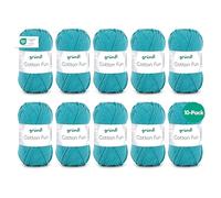 Gründl Cotton Fun (algodón para ganchillo, juego de ganchillo, hilo suave de algodón 100%, certificado OEKO-TEX, 50 g/115 m, tamaño de aguja: 3-4, 10 ovillos de 50 g), Blu Turchese