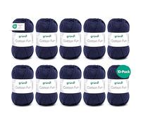 Gründl Cotton Fun (algodón para ganchillo, juego de ganchillo, hilo suave de algodón 100%, certificado OEKO-TEX, 50 g/115 m, tamaño de aguja: 3-4, 10 ovillos de 50 g), Royal Blue