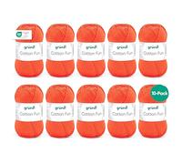 Gründl Cotton Fun (algodón para ganchillo, juego de ganchillo, hilo suave de algodón 100%, certificado OEKO-TEX, 50 g/115 m, tamaño de aguja: 3-4, 10 ovillos de 50 g), Arancione