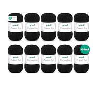 Gründl Cotton Fun (algodón para ganchillo, juego de ganchillo, hilo suave de algodón 100%, certificado OEKO-TEX, 50 g/115 m, tamaño de aguja: 3-4, 10 ovillos de 50 g), Nero