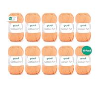 Gründl Cotton Fun (algodón para ganchillo, juego de ganchillo, hilo suave de algodón 100%, certificado OEKO-TEX, 50 g/115 m, tamaño de aguja: 3-4, 10 ovillos de 50 g), Apricot