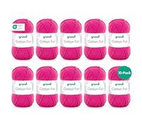 Gründl Cotton Fun (Hilo Suave 100% algodón, Certificado Oeko-Tex, g/115 m, tamaño de Aguja: 3-4, 1 Ovillo de 50 g), Fucsia, Talla única, 1150