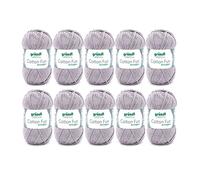Gründl Cotton Fun (algodón para ganchillo, juego de ganchillo, hilo suave de algodón 100%, certificado OEKO-TEX, 50 g/115 m, tamaño de aguja: 3-4, 10 ovillos de 50 g), Grigio Chiaro