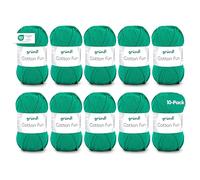 Gründl Cotton Fun (algodón para Ganchillo, Juego de Ganchillo, Hilo Suave de algodón 100%, Certificado Oeko-Tex, 50 g/115 m, tamaño de Aguja: 3-4, 10 ovillos de 50 g), Verde Erba