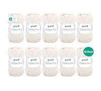 Gründl Cotton Fun (Hilo Suave 100% algodón, Certificado Oeko-Tex, g/115 m, tamaño de Aguja: 3-4, 10 ovillos de 50 g), Crema, Talla única, 1150