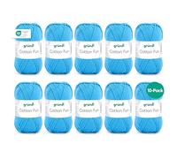 Gründl Cotton Fun (algodón para ganchillo, juego de ganchillo, hilo suave de algodón 100%, certificado OEKO-TEX, 50 g/115 m, tamaño de aguja: 3-4, 10 ovillos de 50 g), Blu Cielo
