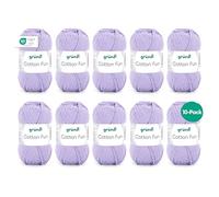 Gründl Cotton Fun - Ovillo de lana para tejer (100% algodón, certificado OEKO-TEX, 50 g/115 m, grosor de la aguja: 3-4, 10 ovillos de 50 g), color morado