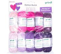 Gründl lana Cotton Quick Mini Shades conjunto para tejer y ganchillo de 100% algodón 10 x 15 g, 15 g /37 m, rosa y violeta