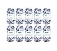 Gründl Cotton Quick Print (hilo de colores de 100% algodón, con certificación OEKO-TEX, 50 g / 125 m, tamaño de aguja: 3-4, 10 × 50 g), Nero-grigio Multicolore