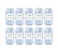 Gründl Cotton Quick Print (Hilo 100%, Certificado Oeko-Tex, 50 g / 125 m, tamaño de Aguja 3-4, 1 x 50 g), Color Mixto Azul-Blanco-Gris, Algodón, Mint-Blue-White-Grey-Mix, One Size, 1250
