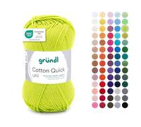 Gründl Cotton Quick Uni, 1 ovillo de 50 g (lana resistente, fácil de limpiar, 100% algodón, 50 g/125 m, grosor de la aguja: 3 - 4, 1 x 50 g), color verde claro