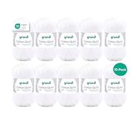 Gründl Cotton Quick Uni, 10 ovillos (Hilo de Color 100%, Certificado Oeko-Tex, 50 g / 125 m, tamaño de Aguja 3-4, 10 x 50 g), Blanco, Algodón, Weiß, Talla única, 1250