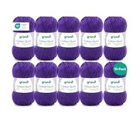 Gründl Cotton Quick Uni, 10 ovillos (Hilo de Color 100%, Certificado Oeko-Tex, 50 g / 125 m, tamaño de Aguja 3-4, 10 x 50 g), Ciruela, Algodón, Prugna, Talla única, 1250