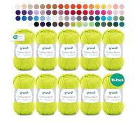 Gründl Cotton Quick Uni-Lote de 10 ovillos, Color Verde Claro Hilo para Tejer a Mano, Azul Medio, Light Green, 29 x 12 x 7 cm, 500
