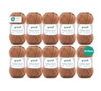 Gründl Cotton Quick Uni, 10 ovillos (hilo de colores de 100% algodón, certificado OEKO-TEX, 50 g / 125 m, tamaño de aguja: 3-4, 10 × 50 g), caramelo