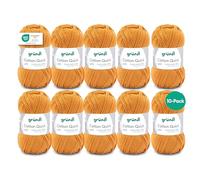 Gründl Cotton Quick Uni, 10 ovillos (hilo de colores de 100% algodón, certificado OEKO-TEX, 50 g / 125 m, tamaño de aguja: 3-4, 10 × 50 g), Senape